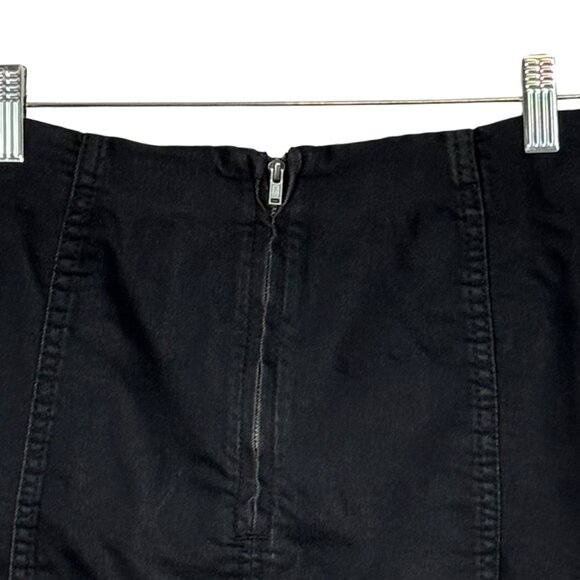 Free People Womens Black Cotton Blend Mini Skirt Size 8 With Back Zipper Closure - Picture 3 of 5
